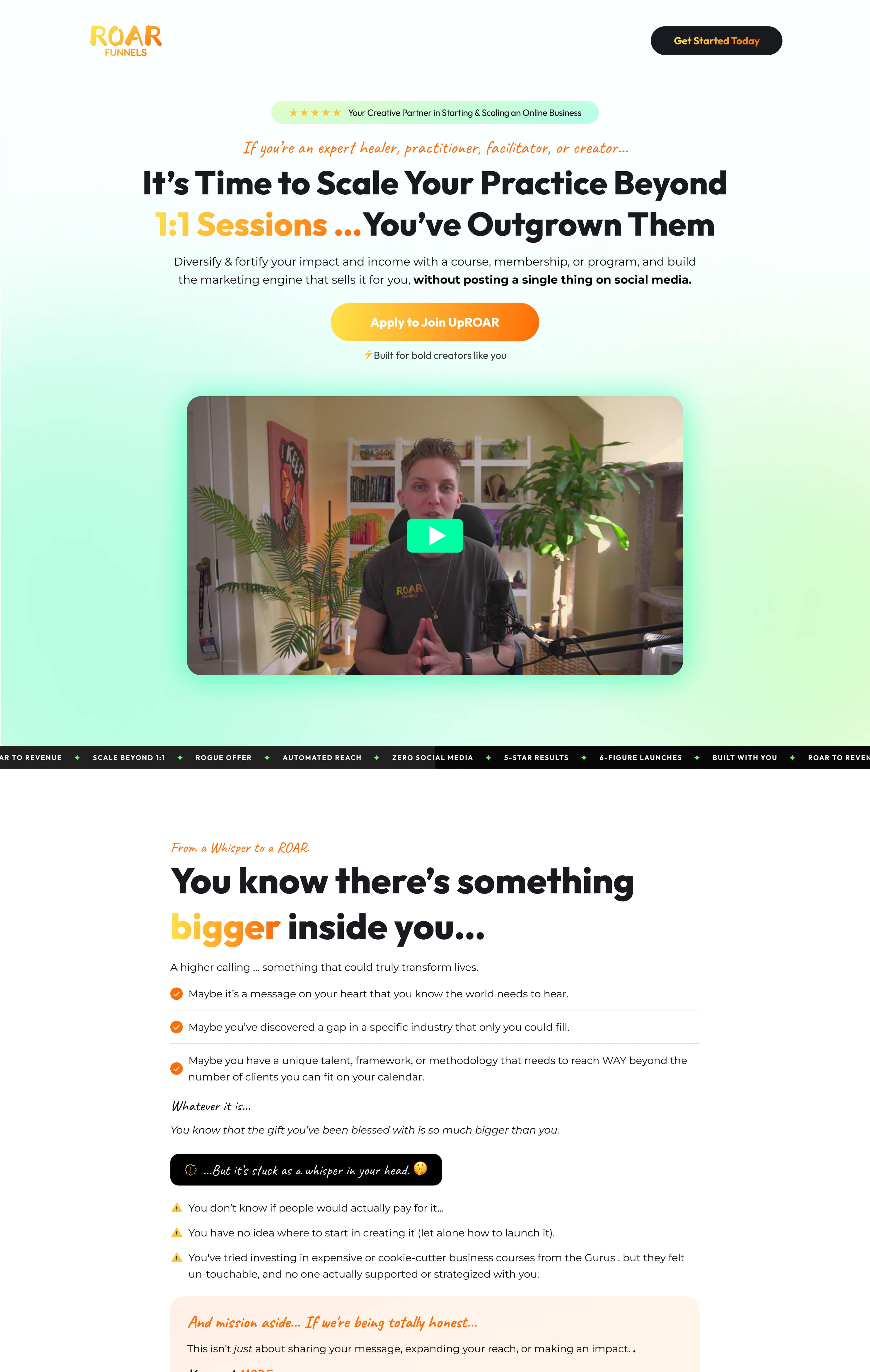 Roar homepage