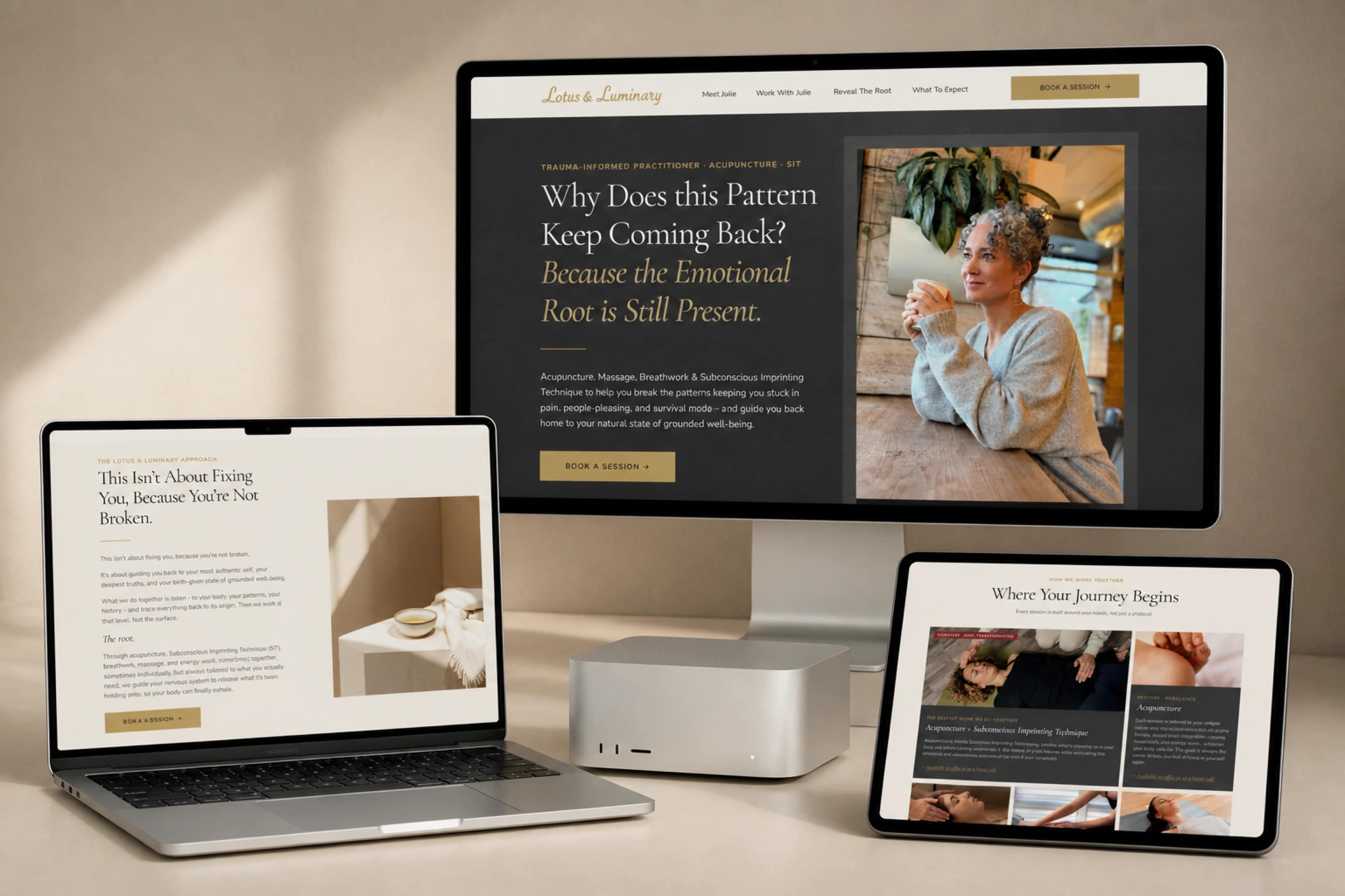 JULIE — wellness website mockup
