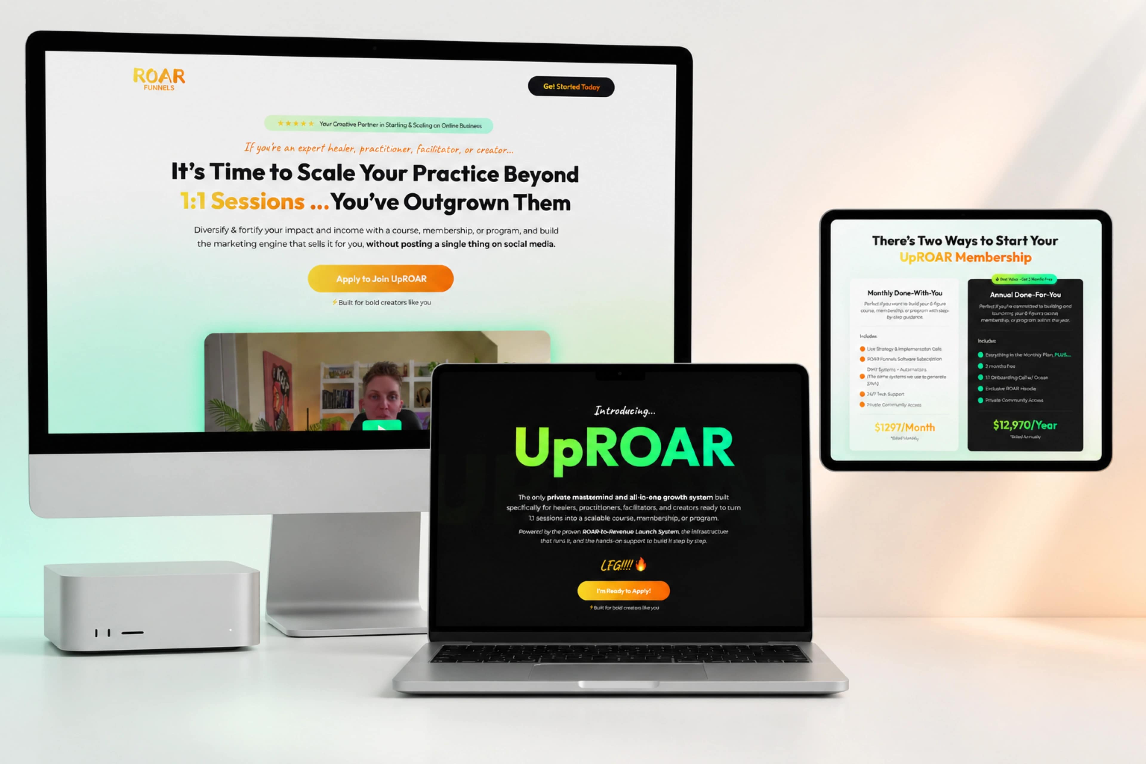ROAR — homepage mockup