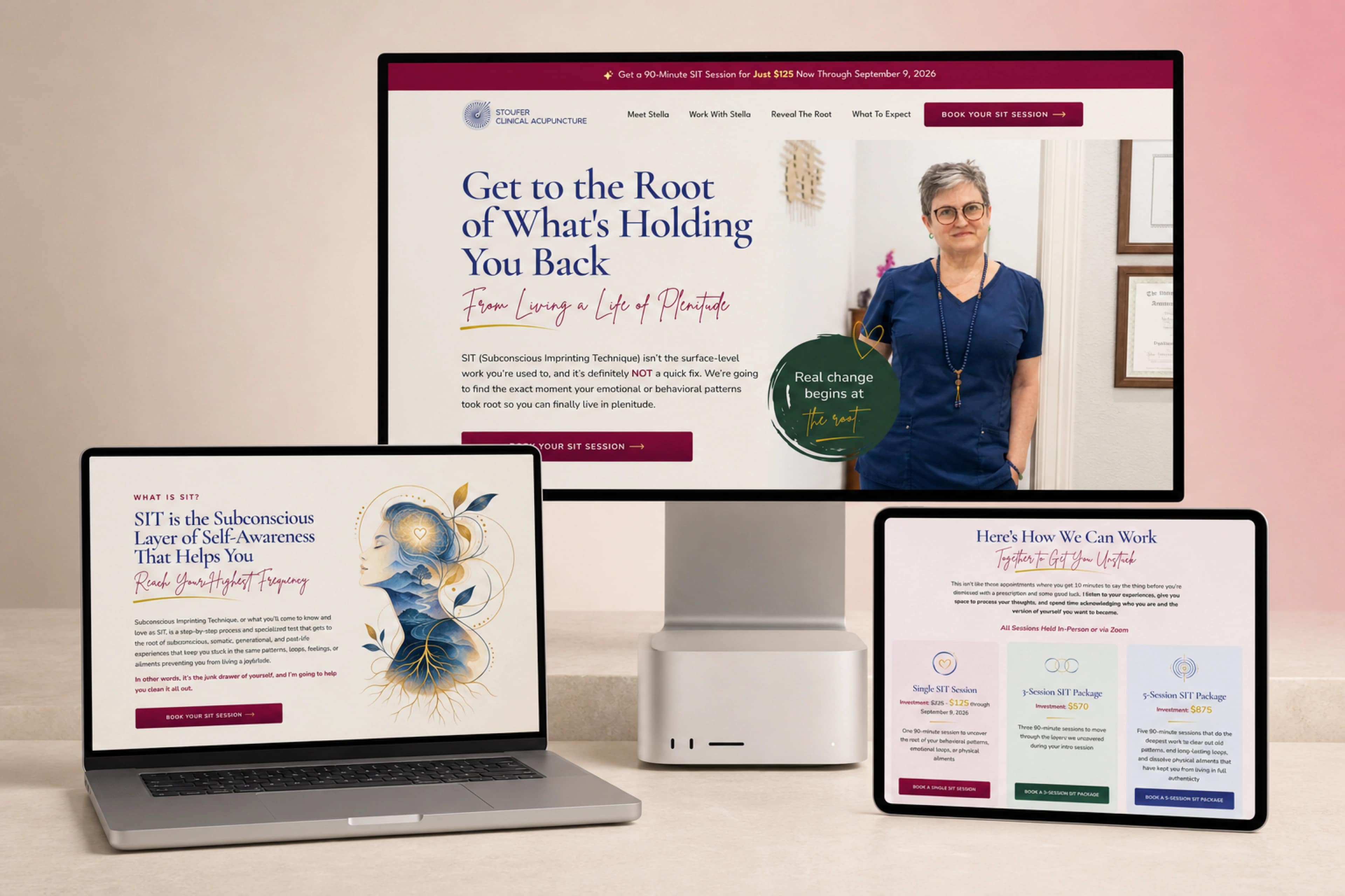STELLA SIT — wellness website mockup